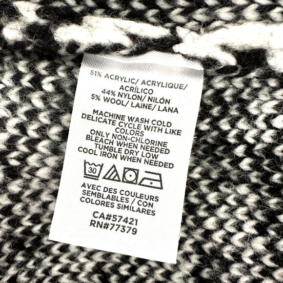 Ann Taylor Sweater Women M Black White Leopard Mock Neck Tunic Boho Cottage - Picture 5 of 7